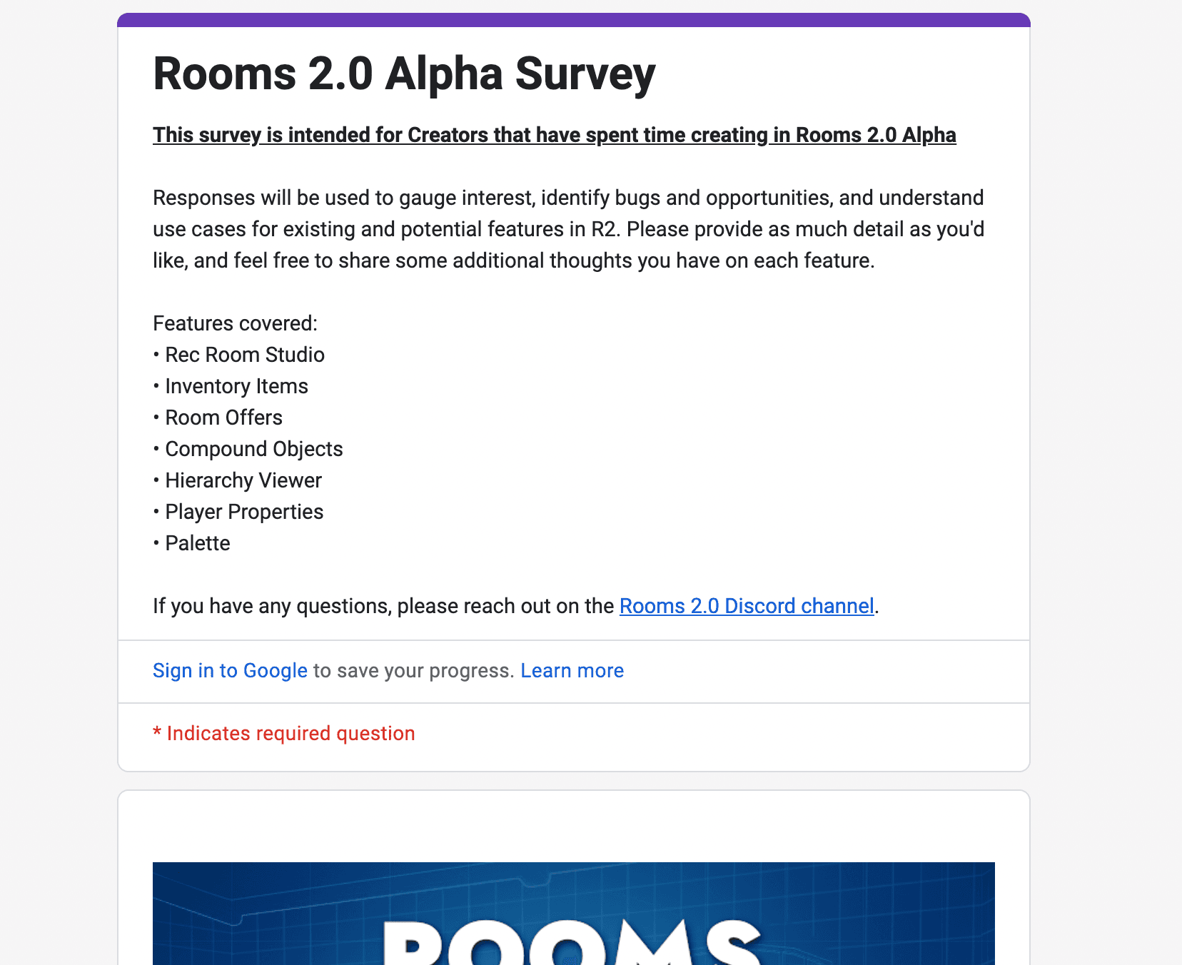 Rooms 2.0 Alpha Survey